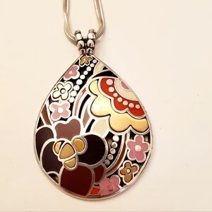 BRIGHTON Floral Teardrop Pendant Necklace, very Versatile Reversible